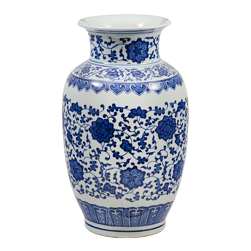 Ваза глянцевая овальная 30см Blue & White
