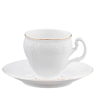 Набор кофейных пар 140мл 6шт Белый узор Bernadotte