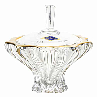 Конфетница 15см с крышкой Plantica Матовое золото AS Crystal