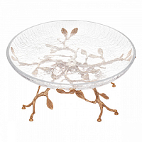 Тортница 30,5*30,5*12,5см большая Золото Белый обгез Taj Glass