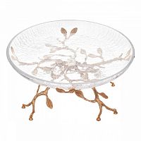 Тортница 30,5*30,5*12,5см большая Золото Белый обгез Taj Glass