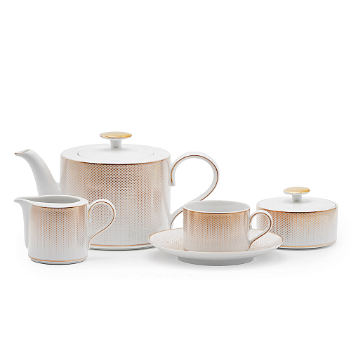 Чайный сервиз 6пер 15пр Deluxe Shape Rio White Gold Чайный сервиз 6пер 15пр Deluxe Shape Rio White Gold