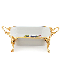 Блюдо квадратное 38*26см Фрукты золото Paniz