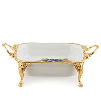 Блюдо квадратное 38*26см Фрукты золото Paniz