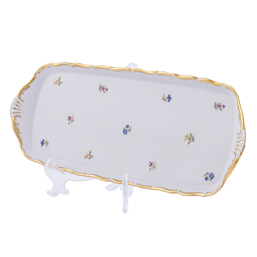 Поднос 38см 1шт квадратный Мелкие цветы Широкая кайма