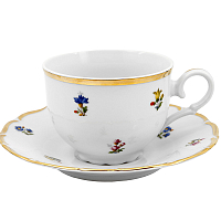 Набор чайных пар 150мл 6шт низкие Мелкие цветы широкая кайма Jeremy