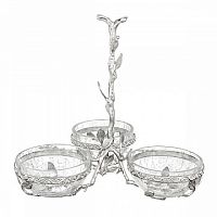 Менажница 3 секции 31*31*30см Серебро Белый обгез Taj Glass