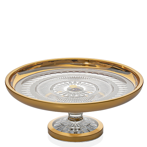 Тортница 31,5см н/н хрусталь с золотом Moser Crystal HeArt