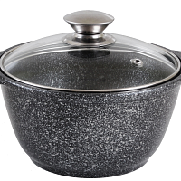 Кастрюля 2л со стек. крышкой Темный мрамор Кукмара