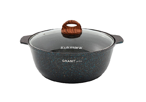 Кастрюля-жаровня 4л со стек крышкой Granit Ultra Blue Кукмара Кастрюля-жаровня 4л со стек крышкой Granit Ultra Blue Кукмара