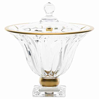 Конфетница 22,5см н/н с крышкой Flame Матовое золото AS Crystal
