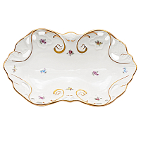 Блюдо овальное 35см ажурное Мейсенский цветок слоновая кость Аристократ Queen's Crown 