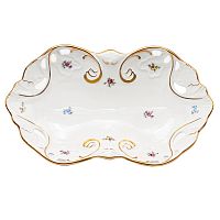Блюдо овальное 35см ажурное Мейсенский цветок слоновая кость Аристократ Queen's Crown 