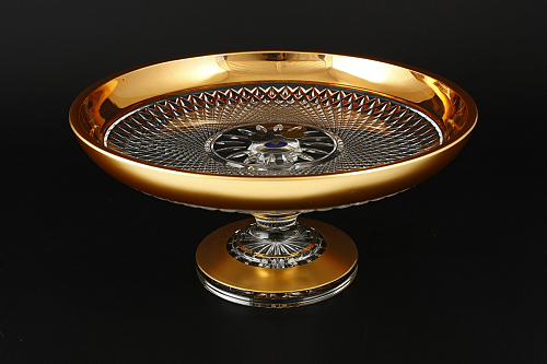 Тортница 30см н/н 1шт хрусталь с золотом Фелиция