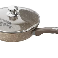 Сковорода 28см со стек  крышкой Гранит brown Мечта