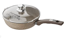 Сковорода 28см со стек  крышкой Гранит brown Мечта