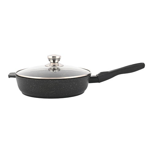Сковорода 26см с крышкой Granit Perfection black gold Altei