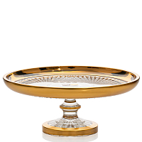 Тортница 31,5см н/н хрусталь с золотом Фелиция Crystal HeArt