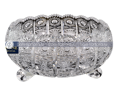 Конфетница Снежинка 20,5см тройножка хрусталь Sonne Crystal