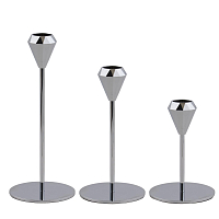 Набор подсвечников 3шт низкие серебро