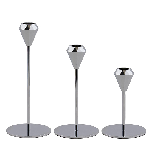 Набор подсвечников 3шт низкие серебро