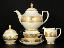 Сервиз чайный 6пер 15пр Constanza Cream Royal Gold Falkenporzellan