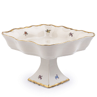 Салатник 24см квадратный н/н Мейсенский цветок слоновая кость Аристократ Queen's Crown