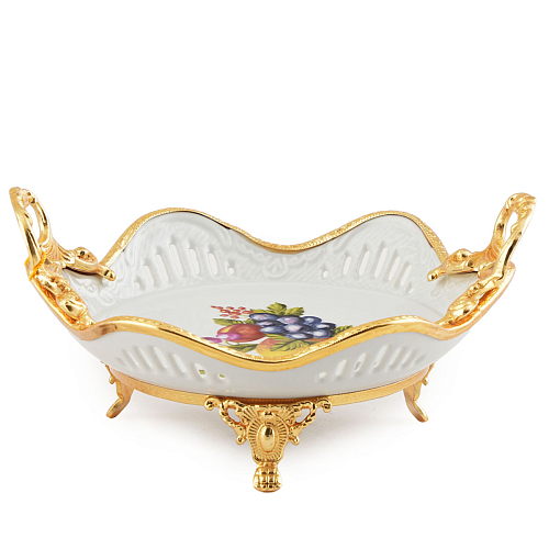 Блюдо для хлеба 27*21см Фрукты золото Paniz