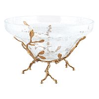 Фруктовница 32,5*32,5*19,5 см большая Золото Белый обгез Taj Glass