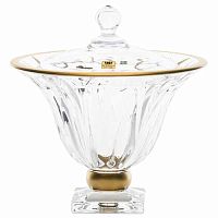 Конфетница 22,5см н/н с крышкой Flame Матовое золото AS Crystal