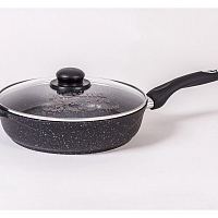Сковорода 26см с ручкой и стек крышкой Гранит Black Мечта