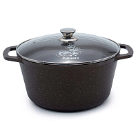 Кастрюля 6,5л 28см со стек кр Кофейный Мрамор Кукмара