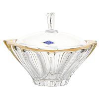 Конфетница 22см с крышкой Plantica gold rim Aurum Crystal