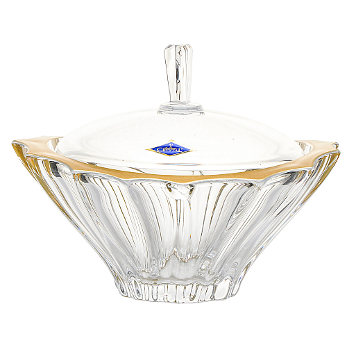 Конфетница 22см с крышкой Plantica gold rim Aurum Crystal Конфетница 22см с крышкой Plantica gold rim Aurum Crystal