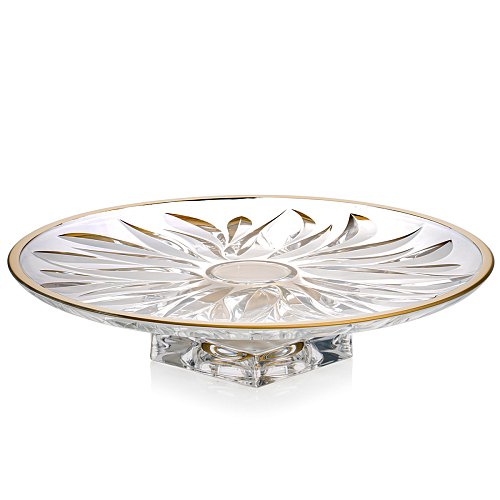 Тортница 35,5см на ножке Flame Матовое золото AS Crystal