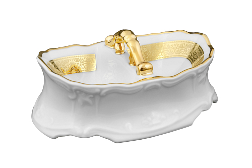 Солонка 2-я 1шт Золотая лента Слоновая кость