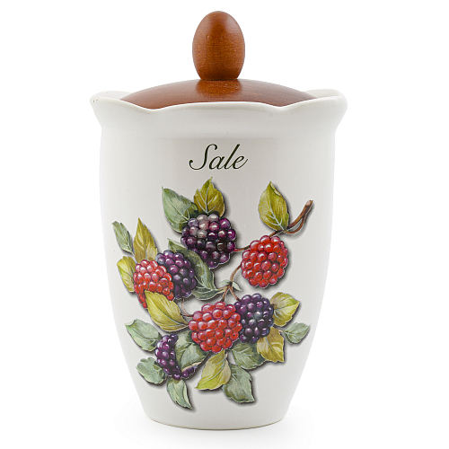 Банка для сыпучих продуктов 20,5см с деревянной крышкой Лесные ягоды Nuova Cer