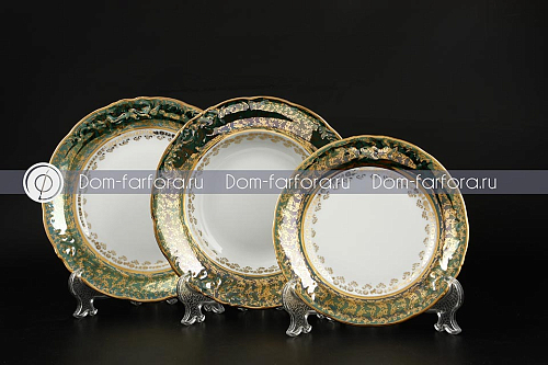 Набор тарелок 18пр Фредерика Зеленый лист