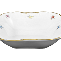 Салатник 24см квадратный Мейсенский цветок слоновая кость Аристократ Queen's Crown