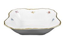 Салатник 24см квадратный Мейсенский цветок слоновая кость Аристократ Queen's Crown