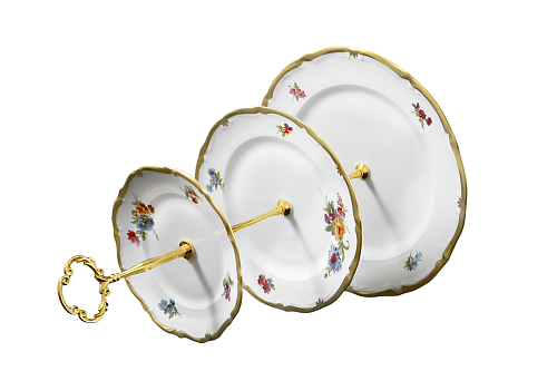 Горка 3 яруса Мейсенский букет Queen's Crown Горка 3 яруса Мейсенский букет Queen's Crown