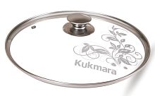 Крышка стеклянная 22см с ободком и ручкой из нерж. стали Кукмара