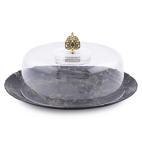 Блюдо с крышкой 33см c крышкой Black