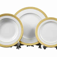 Набор тарелок 18пр с тарелками Constanza Creme Gold 9349 Falkenporzellan