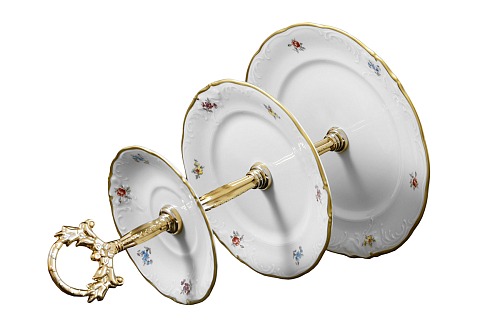 Горка 3 яруса Мейсенский цветок слоновая кость Аристократ Queen's Crown