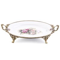 Поднос на ножках бронза 45*28*9см с ручками Розы Paniz