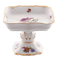 Салатник 21см квадратный н/н Мейсенский букет Queen's Crown