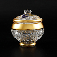 Конфетница 8см с крышкой хрусталь с золотом Фелиция Crystal HeArt