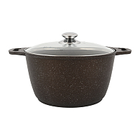 Кастрюля 6л со стекл. кр Кофейный мрамор Кукмара