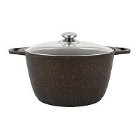 Кастрюля 6л со стекл. кр Кофейный мрамор Кукмара